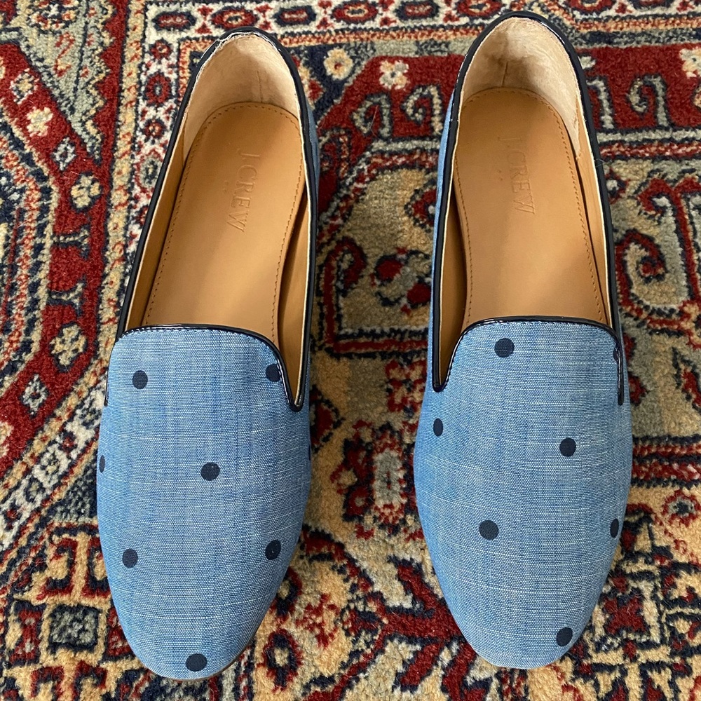 Women’s j crew flat navy dot sized: 7.5